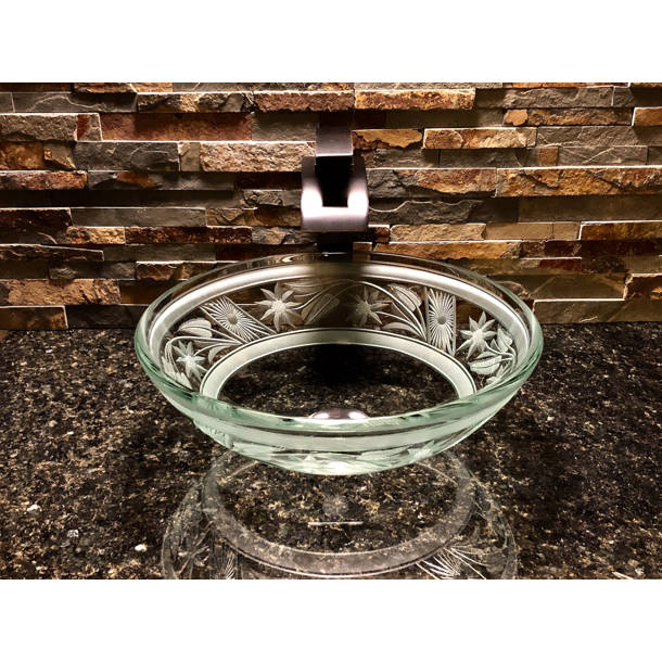 Elegant Glass Engraving Studio 16.5'' Clear Glass Circular Vessel